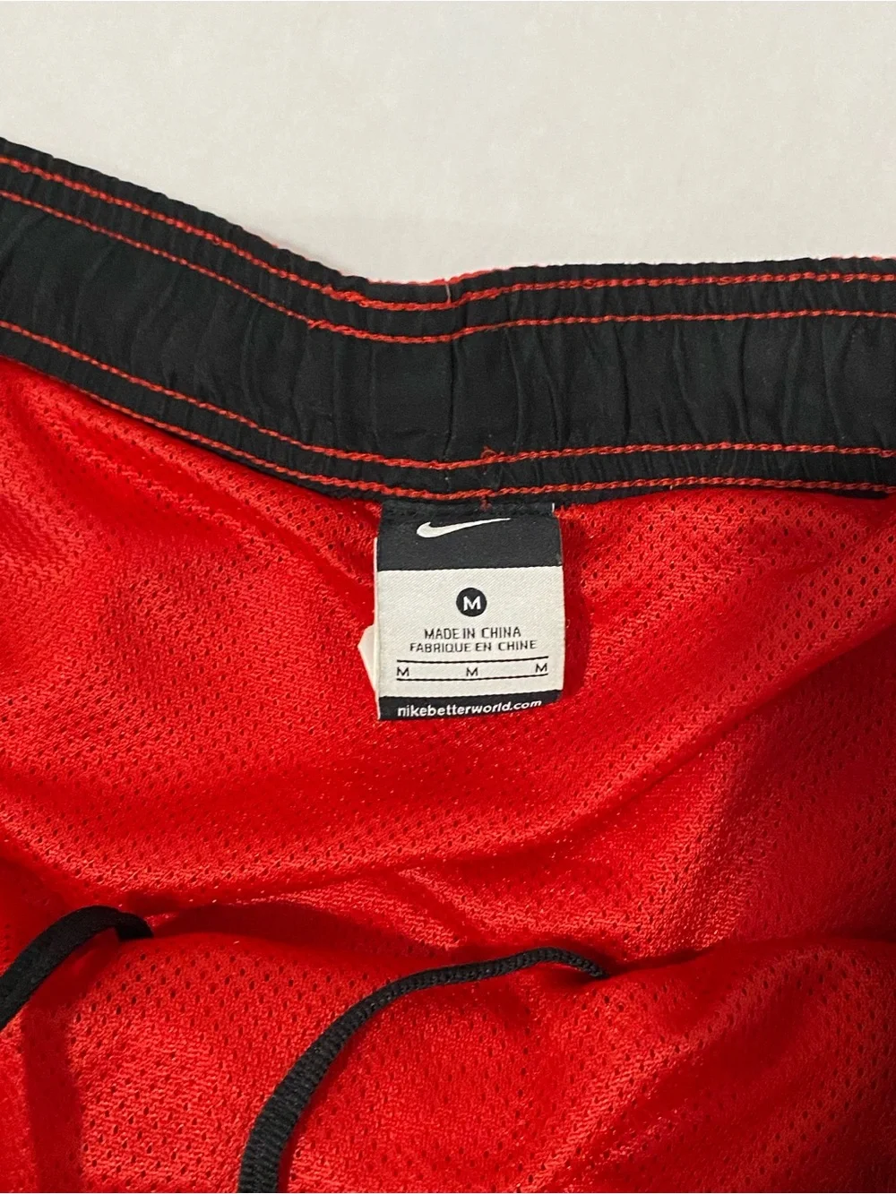 Nike Mens Shorts Red  with White Stripe and Black Trim / NiKe Mens Swimwear